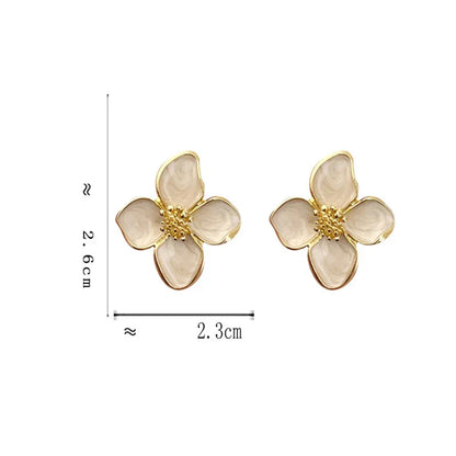 Dropped Glaze Flower Stud Earrings for Women Girl French Ins Vintage 2024 Fashion Korean Wedding Romantic Jewelry Gifts