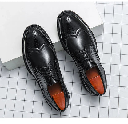Brown Handmade Leather Men 2026 Oxford Shoes Black Leather Man Formal Classic Brogue Business Shoes Chaussure Homme