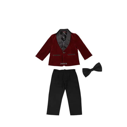 Kids 1 Year Birthday Dress Baby Boys Green Velvet Blazer Jacket Pants Photograph Suit Children Wedding Performance Party Wear