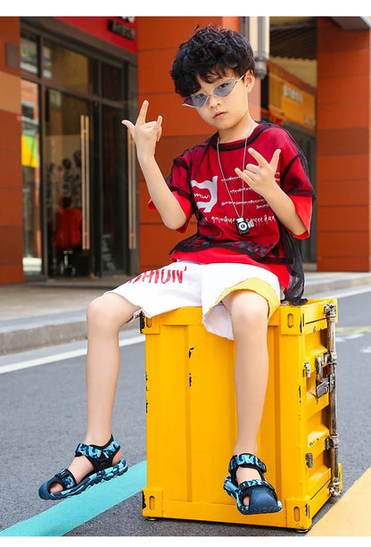 Children's Summer New Sandals Boys Fashion Camouflage Mountaineering Anti slip Sandals Outdoor Leisure Sports Slippers 28-40