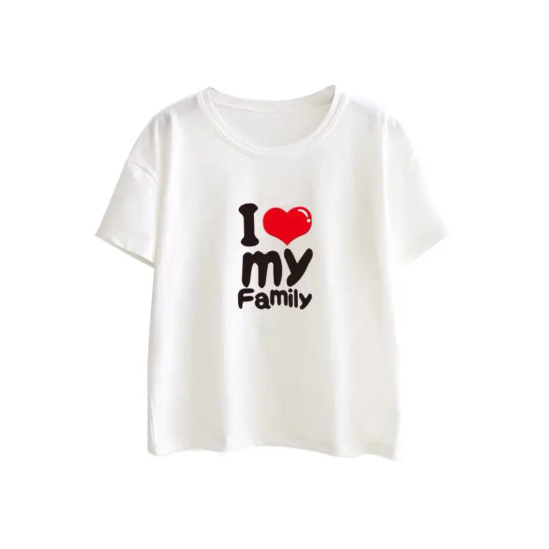 I Love My Family Parent-child Clothing Mother and Son Girls and Boys Summer New Trendy Family of Three Four Fashion T-shirt