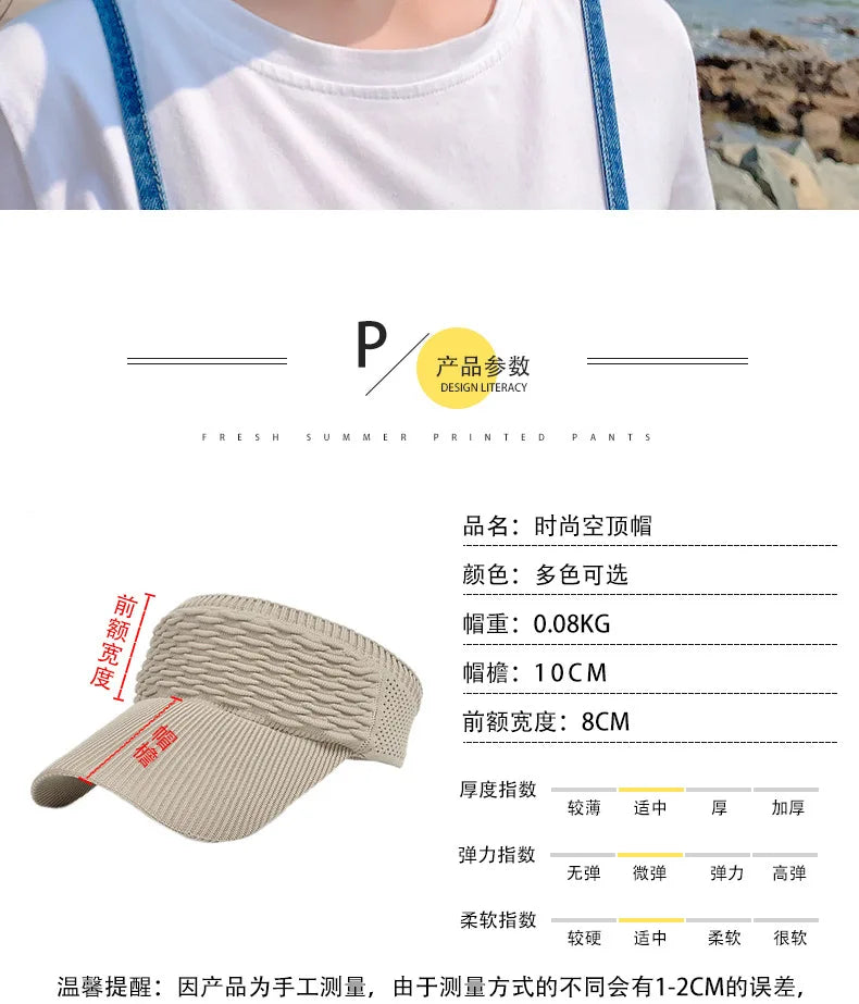 Anti-UV Sun Hats Breathable Adjustable Empty Top Visor Caps for Men