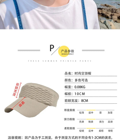 Anti-UV Sun Hats Breathable Adjustable Empty Top Visor Caps for Men