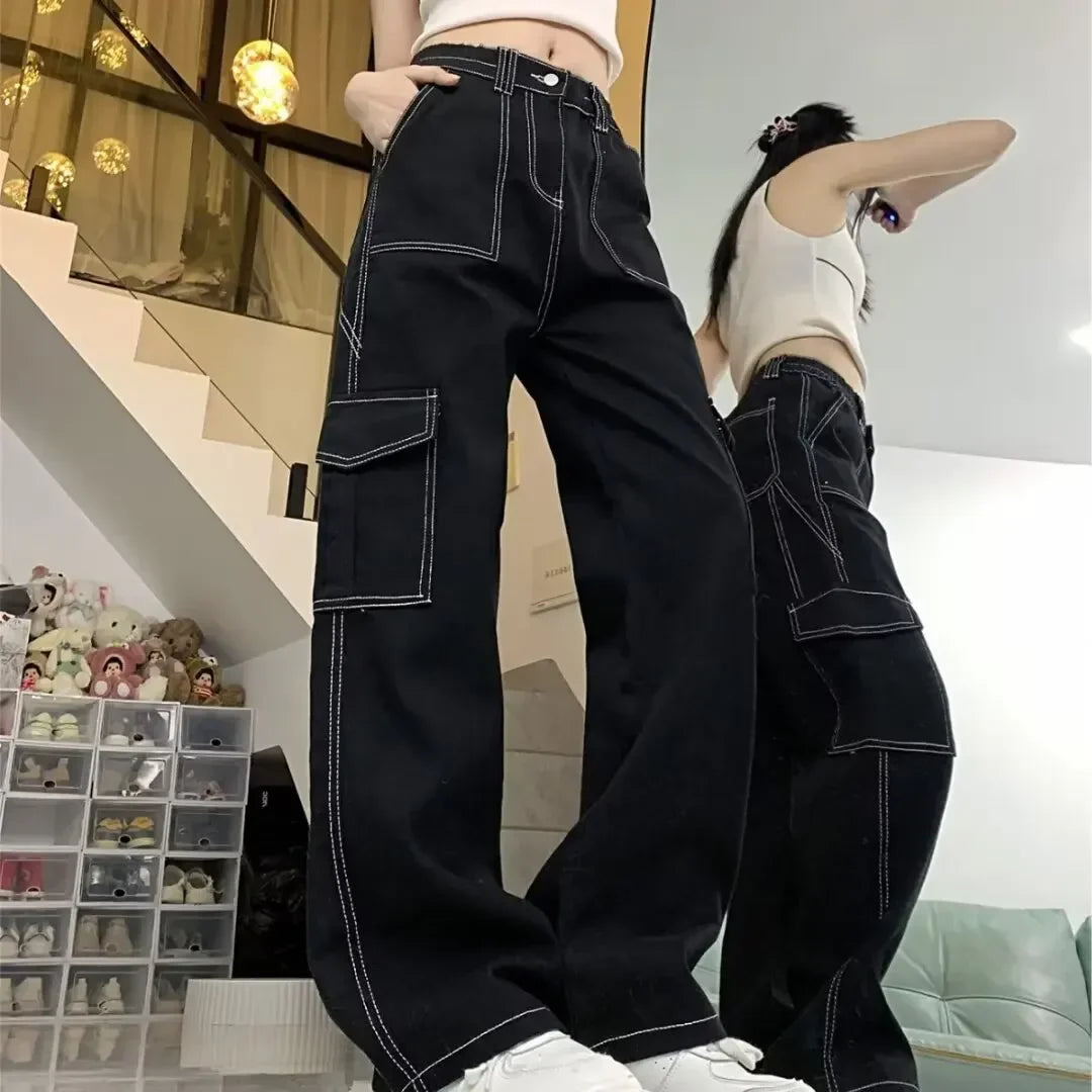 Women's Straight-leg Loose-fit Spring Wide-leg Cargo Pants