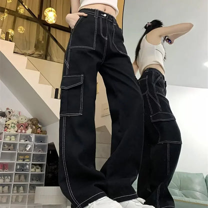Women's Straight-leg Loose-fit Spring Wide-leg Cargo Pants