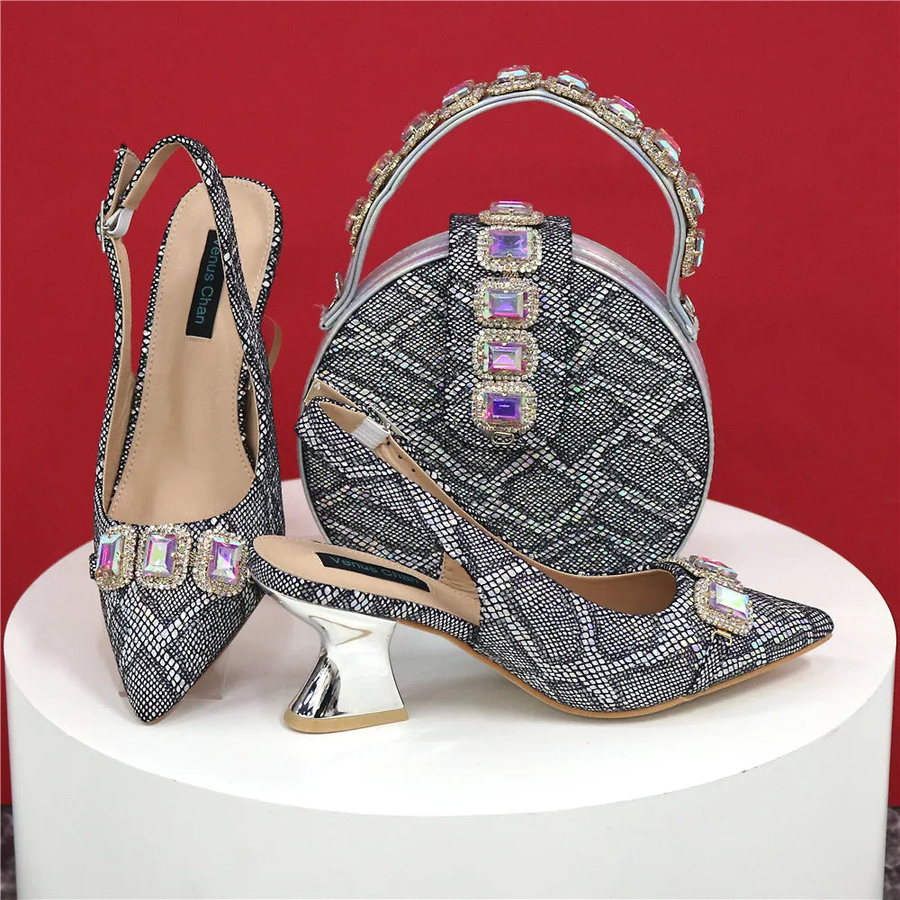 Ladies High Quality Women's Pumps And Bag Italian Fashion Design Dark Green Color Bag For Nigeria Wedding Party