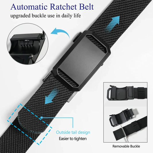 Tactical Belt For Men Canvas Automatic Buckle Belt Man Durable Casual Outdoor Hunting Adventures Training Pants Waist Belt Golf