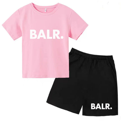 Kids T-shirt Summer Sunshine Brand Monogram Print Short Sleeve+Shorts 2P Boys Girls Toddler 3-12years Leisure Sports Jogging Set