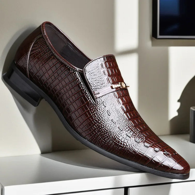 Classic Dress Shoes for Men Leather Shoes PU Crocodile Business Casual Formal Sneakers Plus Size Office Wedding Party Oxfords