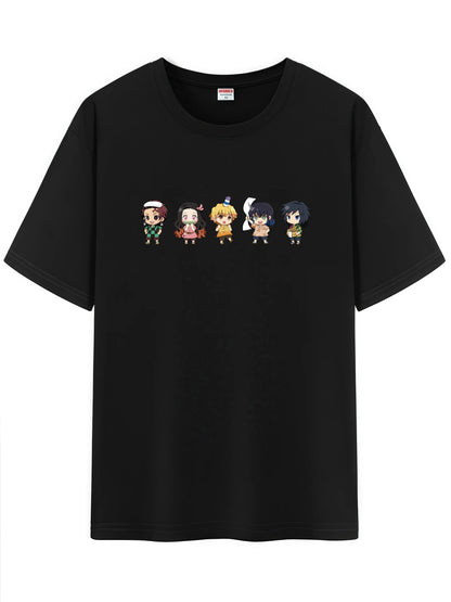 Unisex Japanese Anime Pattern T-Shirt,Demon Slayer Character Tanjirou Nezuko Graphic Short Sleeve Regular Fix Tee Shirt