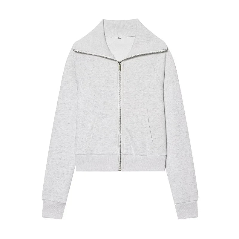 Women's Suits Flare Pants Sets 2 Piece Set Fleece Elastic Waist Trouser Suit Cropped Sweatshirts Jacket Two-Piece Set