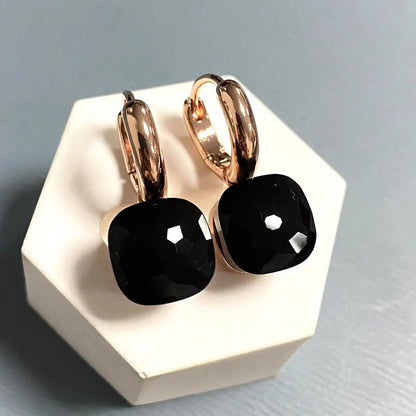 10.6mm Classic Nudo Earrings For Women High Quality Crystal Earrings Square Blue Topaz Earrings Fashion Jewelry Gift