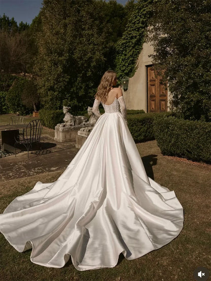 Customized White Mermaid Wedding Dresses Strapless Back Zip Bridal Gowns Elegant Detachable Sleeves Train Wedding Gowns