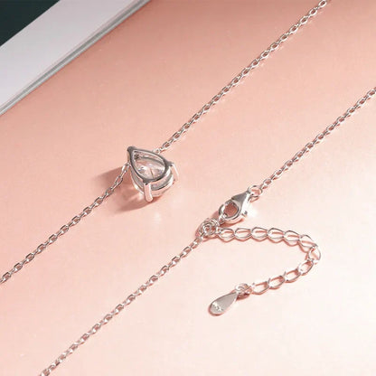 Certified 1CT 2CT Pear Cut D VVS1 Moissanite Necklace for Women 18k Gold Plated Jewelry 100%  Sterling Silver 925 Pendant