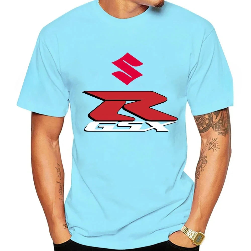 GSX-R New 100% Cotton Trendy Men T-shirt Summer Daily Outdoor Sports Party Casual Loose Comfortable Street Short-sleeve