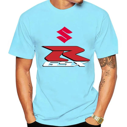 GSX-R New 100% Cotton Trendy Men T-shirt Summer Daily Outdoor Sports Party Casual Loose Comfortable Street Short-sleeve