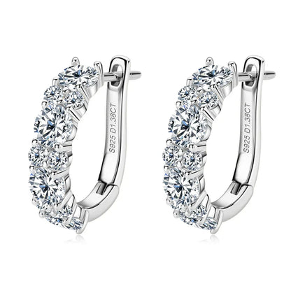 Real 925 Sterling Silver Moisanite Earrings D Color 2.76CTTW. Moisanite Lab Diamond Hoops Earrings Sparking Wedding Fine Jewelry