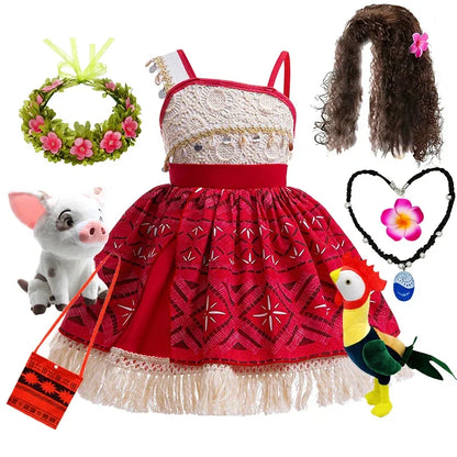 Fantasia Moana 2 da Princesa Disney para Meninas, Cosplay Vaiana, Festa de Carnaval, Aventura no Oceano, Roupa Infantil de Halloween