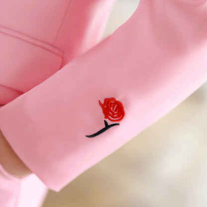 Pink Rose Embroidery Kids Formal Suit Set 3 Pieces Blazer Pants Tie Boy Wedding Suit Communion for Boys Tuxedos Teen Suit