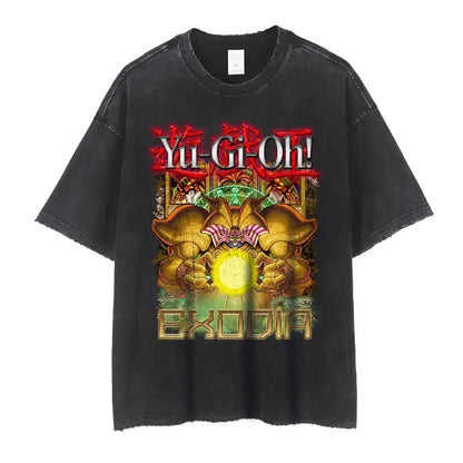 T Shirts Vintage Washed Dark Magician Girl T-shirt Retro Streetwear Manga Black Magician Short Sleeve Tops Tees