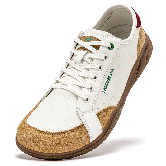 Sapatos Femininos Masculinos Descalços com Bico Largo Tênis Leves Casuais com Blocos de Cores Couro Sintético para Caminhada
