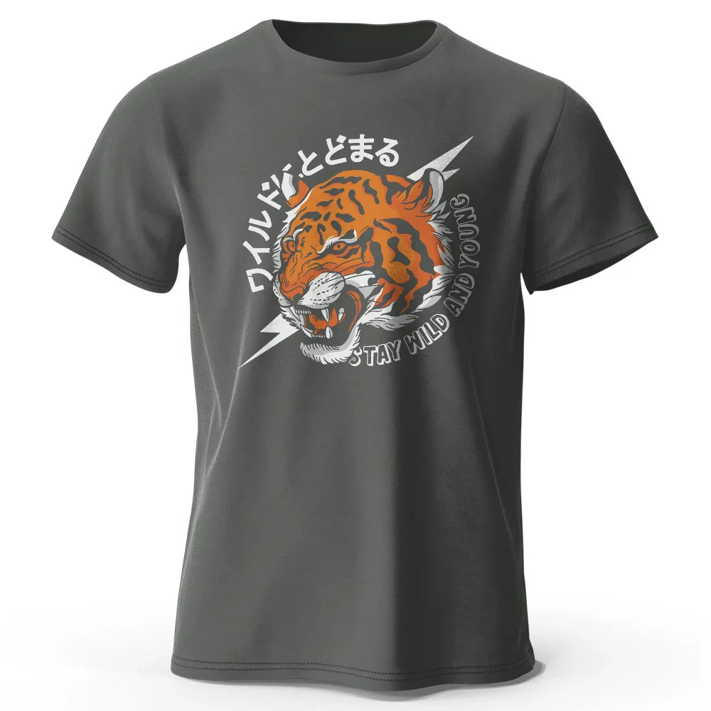 Men's Trust Tiger Printed T-Shirt 100% Cotton Harajuku Oversized Funny Graphic Tees for Men Women Summer Tops
