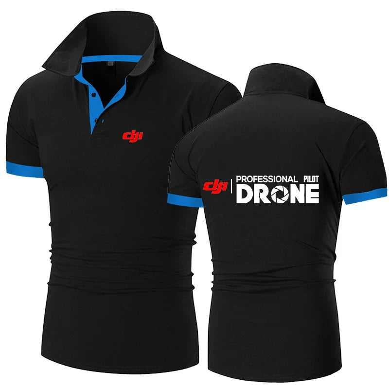 Professional Pilot Drone 2024 Men's New Summer Print Fashion Polo Shirts Comfort Short Sleeves Harajuku Casual Sport Top