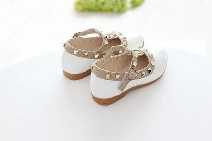 Girls Shoes Spring Children Shoes Girl Rivets Princess Autumn Toddler Girls Kids Flat Shoes T-Tied Style Girls Summer Sandals