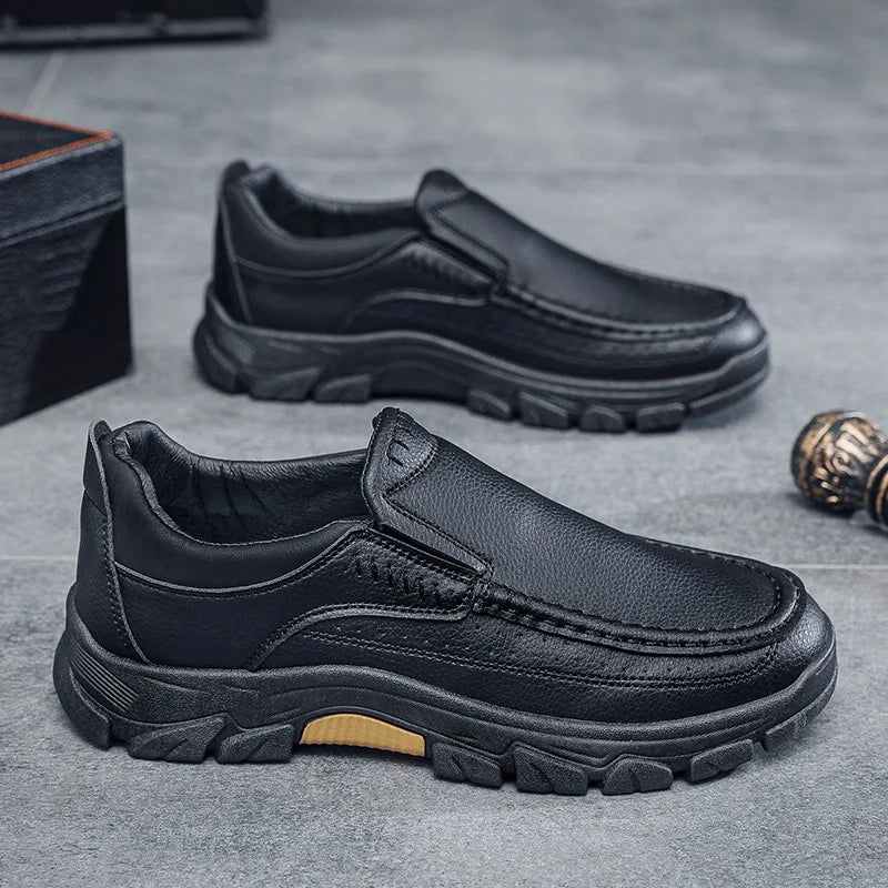 New Spring  Autumn Men's Casual Shoes British Middle aged Dad Shoes Fashion Business Leather Shoes