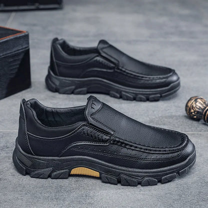 New Spring  Autumn Men's Casual Shoes British Middle aged Dad Shoes Fashion Business Leather Shoes
