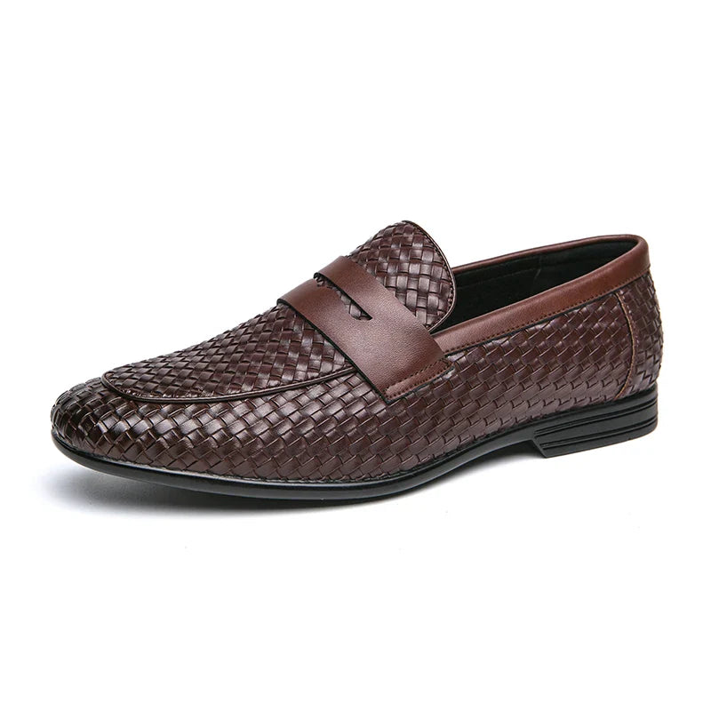 European station fashion brand luxury bean shoes leather men's shoes slip-on loafers classic plaid small leather shoes