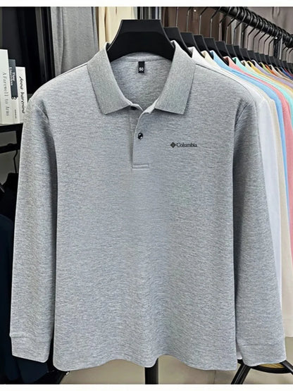 High end brand Polo shirt long sleeved fashionable printed men's top spring 100% cotton skin friendly comfortable casual T-shirt