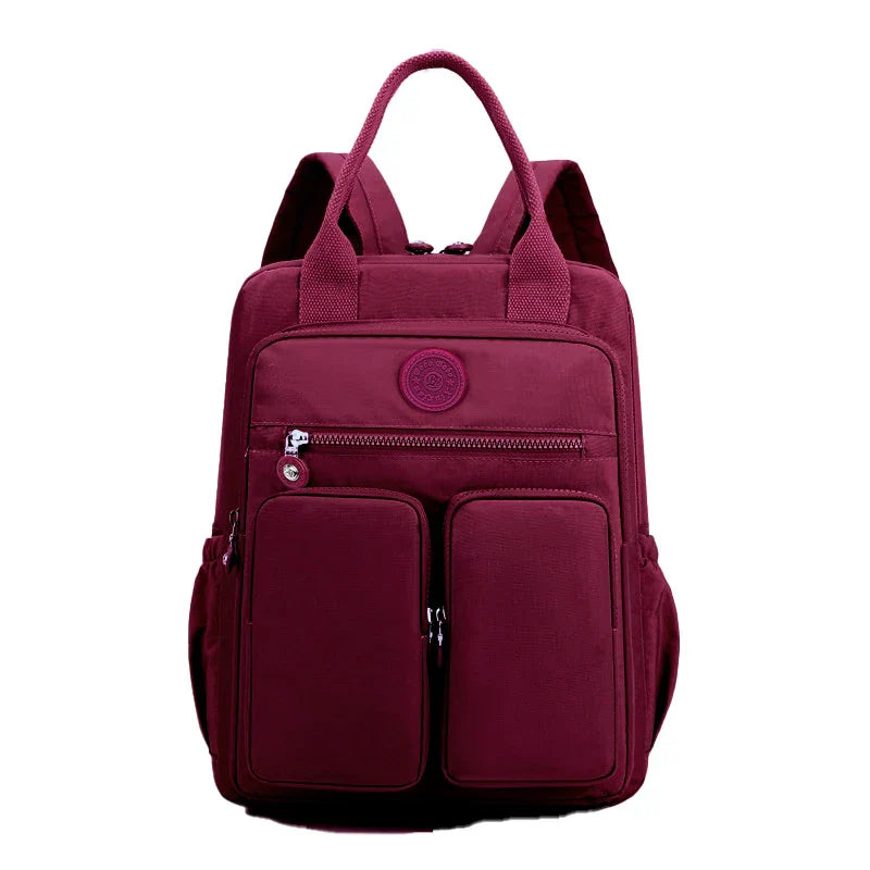 Fashion Woman Backpack Waterproof Nylon Soft Handle Solid Multi-pocket Travel Zipper Feminina School Bags Laptop Backpack