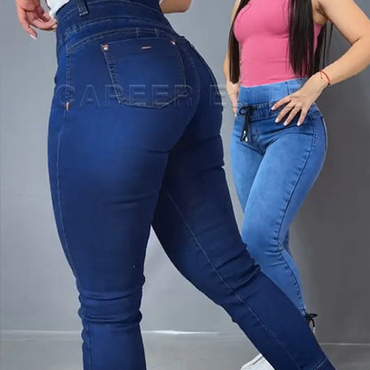 New Trend Women Skinny Jeans High Waist Fashion Casual Cropped Jeans Slim Fit Denim Pants Spring Autumn Washed Stretch Trousers