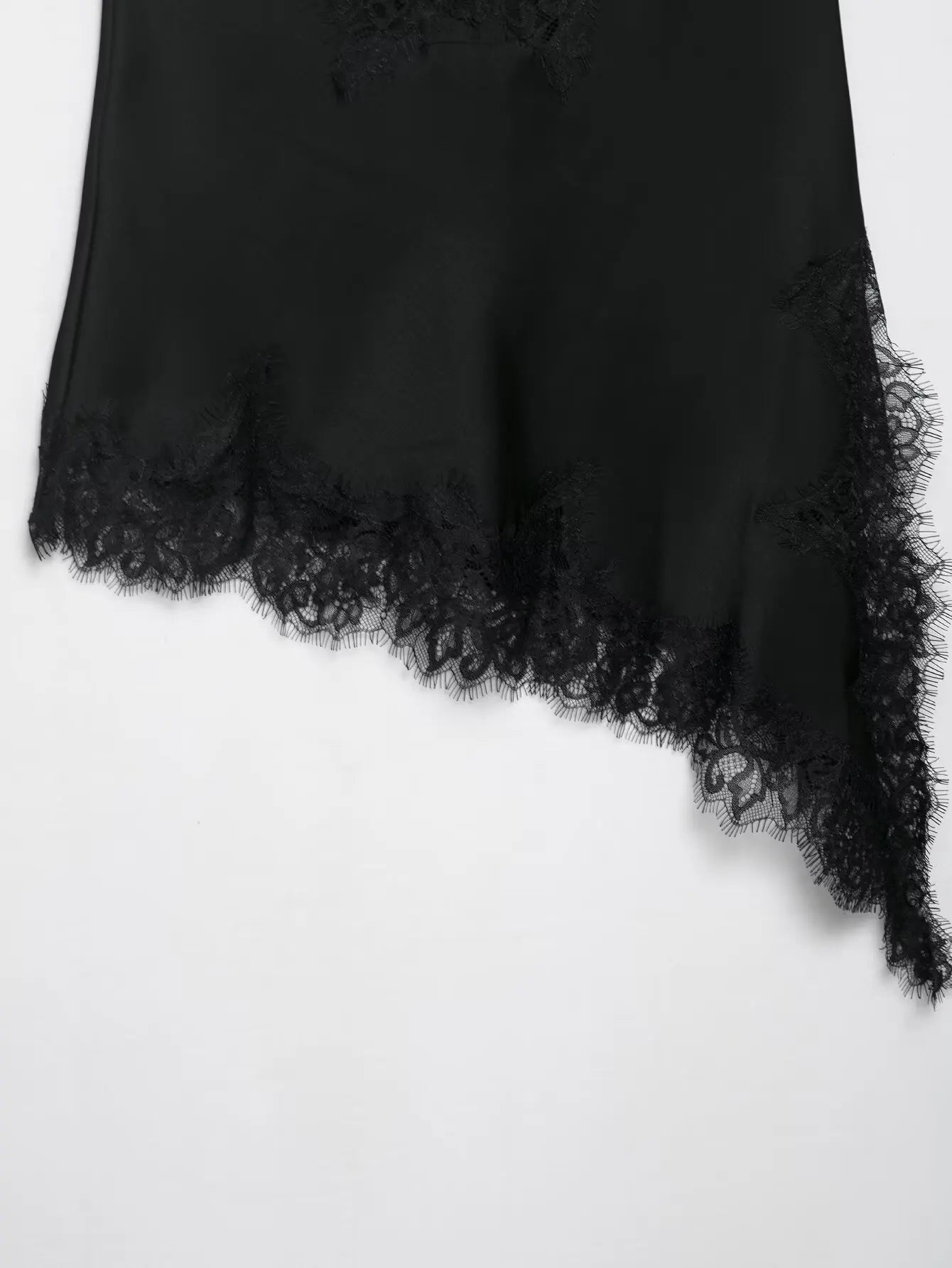 2026 Spring Women Backless Sexy Lace Splicing Halter Neck Top Summer Female Off Shoulder Asymmetrical Satin Camisole