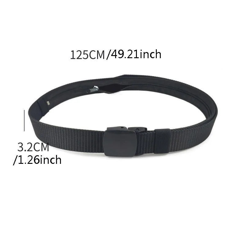 Travel Cash Anti Theft Belt Waist Bag Women Portable Hidden Money Strap Belt Wallet Waist Pack Men Secret Hiding Belt 125cm