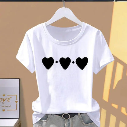 Classic best-selling pink trapezoid pattern printed women's round-neck short-sleeved T-shirt, fashionable sporty Summer Modal