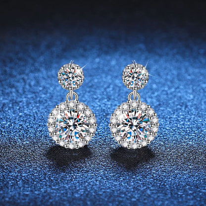 1ct Moissanite Earrings for Women S925 Sterling Silver 18k White Gold Plated Diamond Drop Earring Gifts with Certificate