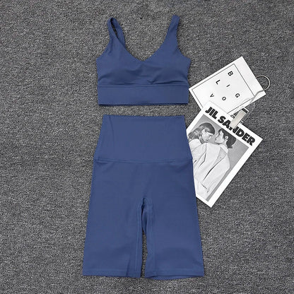 Nylon Short Sets Womens Clothing Sports Bra Cycling Shorts Workout Set Women's Tracksuit Gym Yoga Sexy Outfit Women 2023