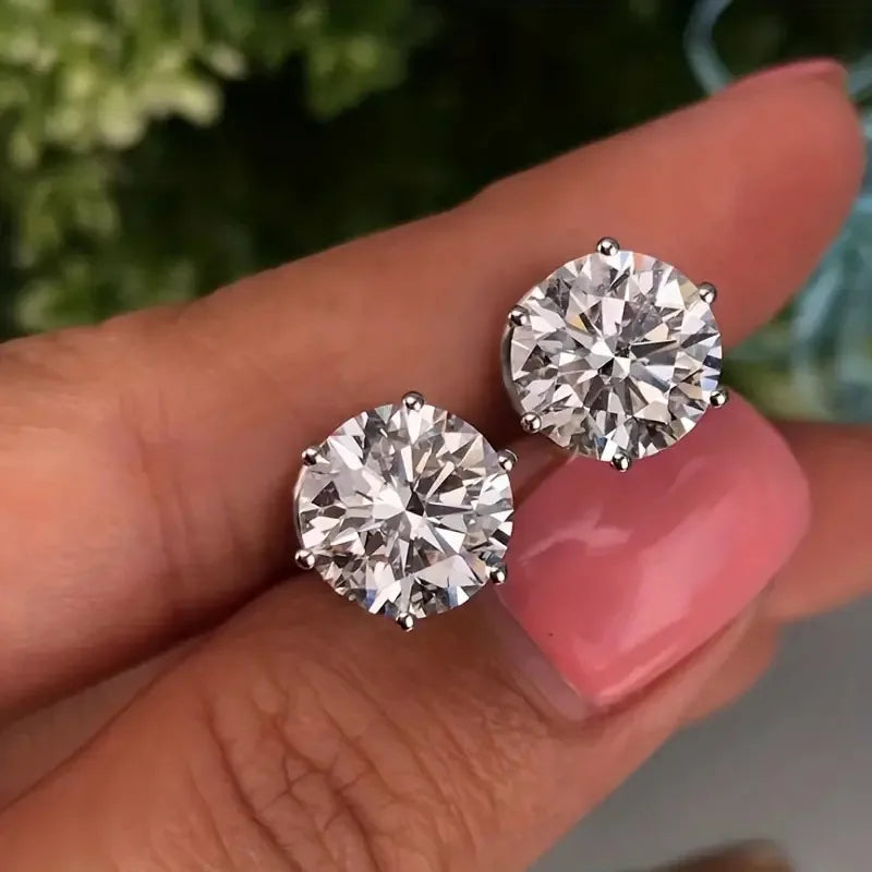 2ct 8mm Moissanite Earrings for Women Lab Grown Diamond Ear Studs 925 Sterling Silver Fine Jewelry Gift