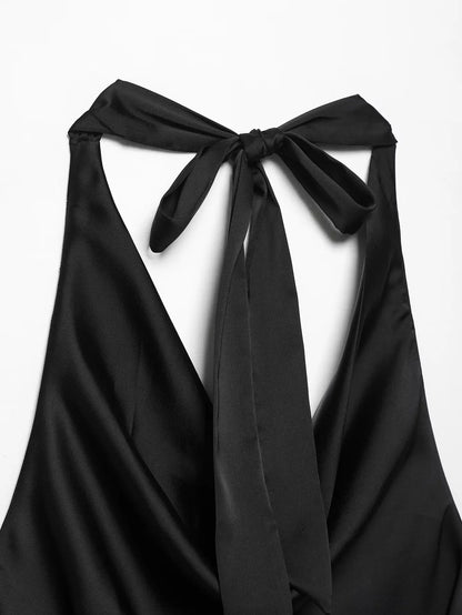 2025 Women Sexy Sleeveless Backless Bow Tied Soft Touch Blouse Female FashionHalter Shirts Summer Blusas Chic Tops LS9013