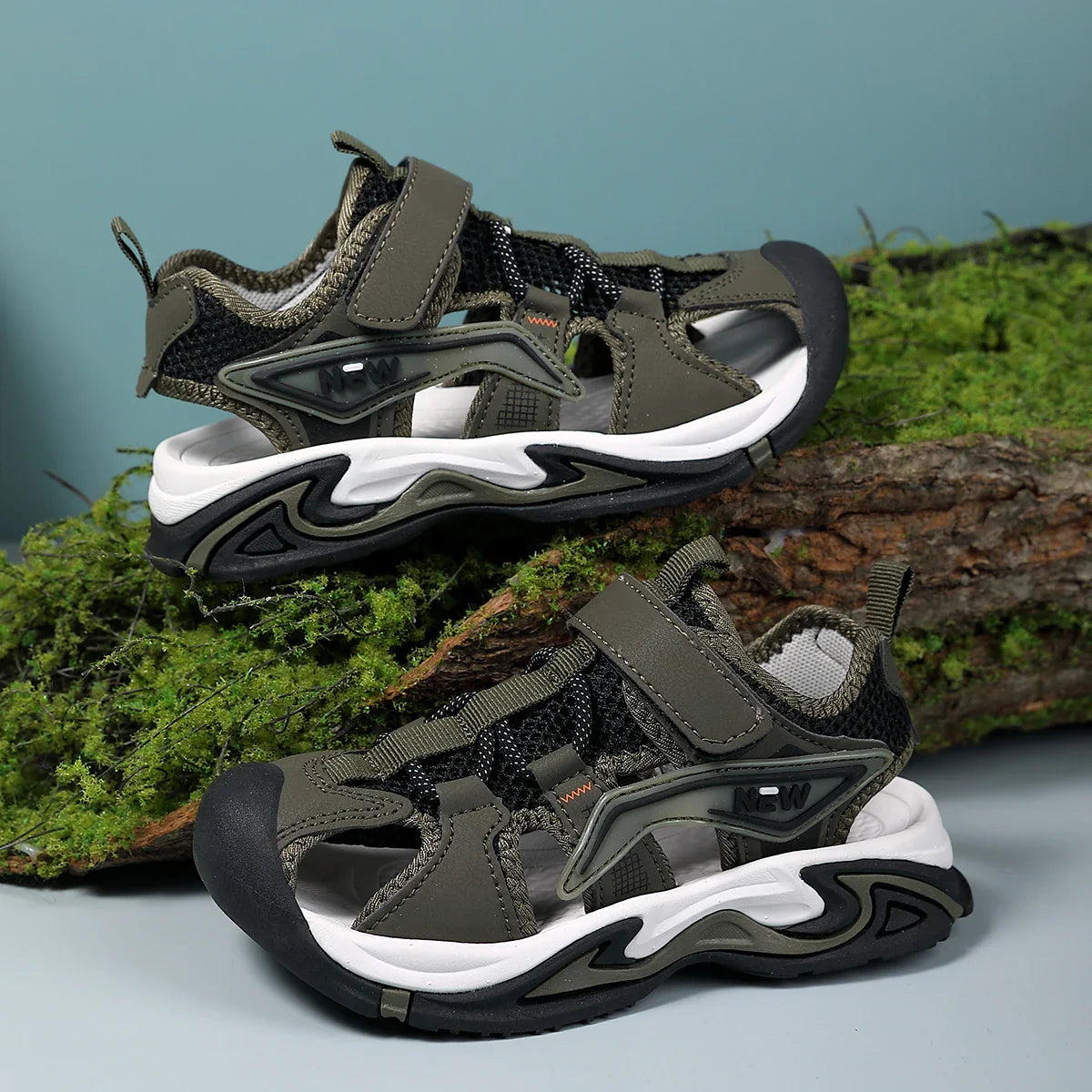 Boys' Casual Sports Sandals, River-Tracing Shoes, Finger-Protecting Sandals