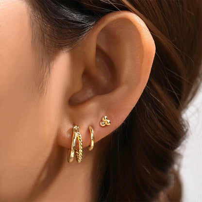 CANNER Set Double Layer Smooth Classic Hoop Earrings For Women 925 Sterling Silver Ins Flower Color Zircon Earrings Fine Jewelry