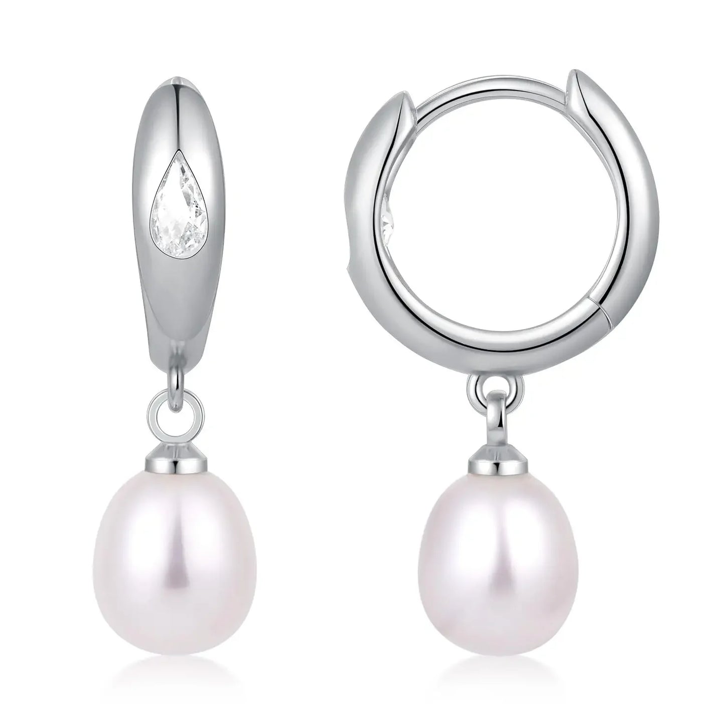 Women Pearl Dangle Earrings 14K Gold Plated Hoops Fresh Water Pearl Earring With 925 Sterling Silver Post Popular Jewelry