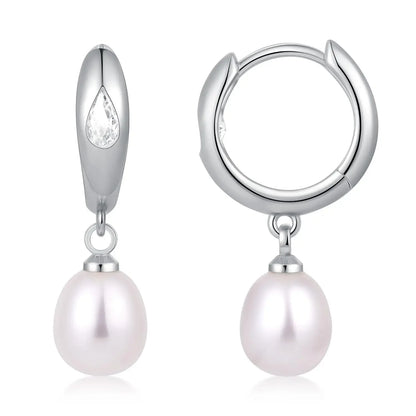 Women Pearl Dangle Earrings 14K Gold Plated Hoops Fresh Water Pearl Earring With 925 Sterling Silver Post Popular Jewelry