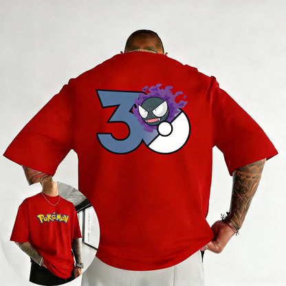 30th Anniversary Gastly Printed T-shirt Summer New Men's and Women's Loose Casual Hip Hop Trendy Short Sleeve Top