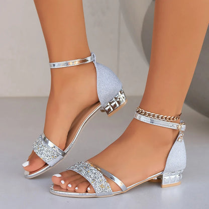 Fashion Women's Sandals Gold and Silver Low Heel Casual Shoes Women Open Toe Summer Light Fashion Women's Shoes