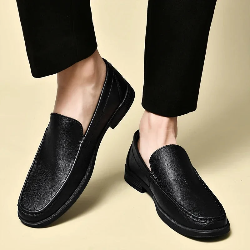 Leather Men Footwear Slip on Office Man Formal Shoes Wedding Party Men Dress Shoes Breath Driving Lazy Loafers