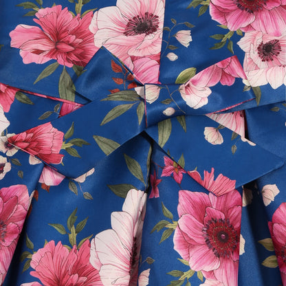 Cross-border special summer burst dress girls printed waist wedding dress flower girl short-sleeved princess puffy skirt