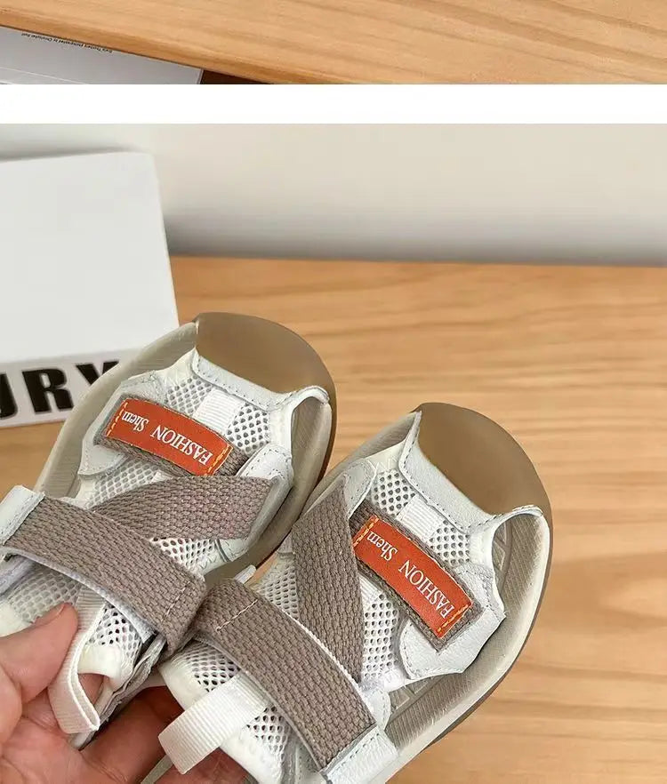 Boys' Sandals Children's Toddler Shoes 1-12 Years Beige Children's Beach Sandals Black Versatile Casual Kids' Sports Sandals